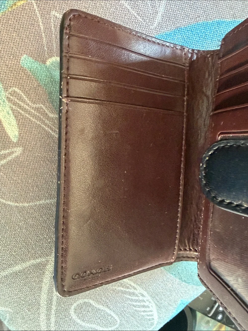 Coach Black Patent Signature Wallet with Yellow Zip Card Case